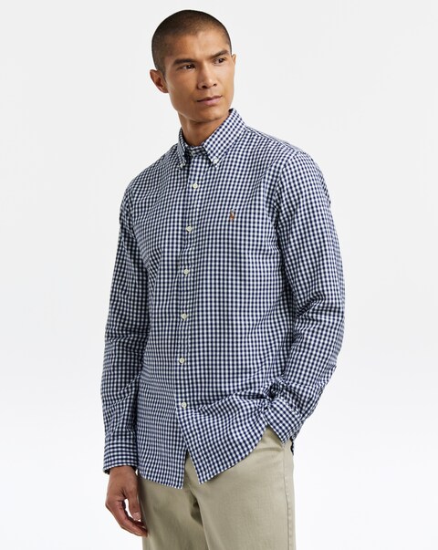 Polo Ralph Lauren Long Sleeve Gingham Oxford Shirt - Navy/White
