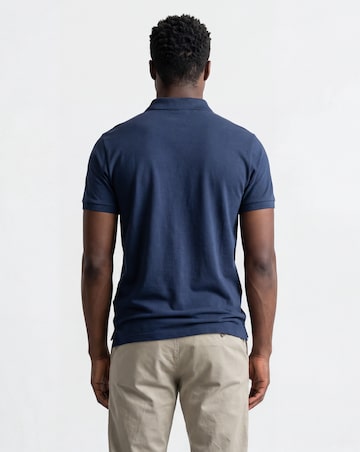 Pure Cotton Navy Pique Polo Extra Long Length- Navy