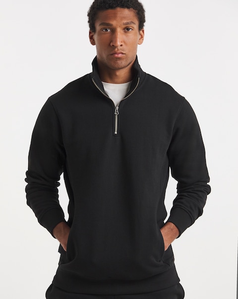 1/4 Zip Neck Sweatshirt Long- Black