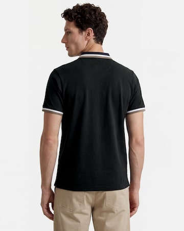 Tipped Pique Polo Long Length-Black