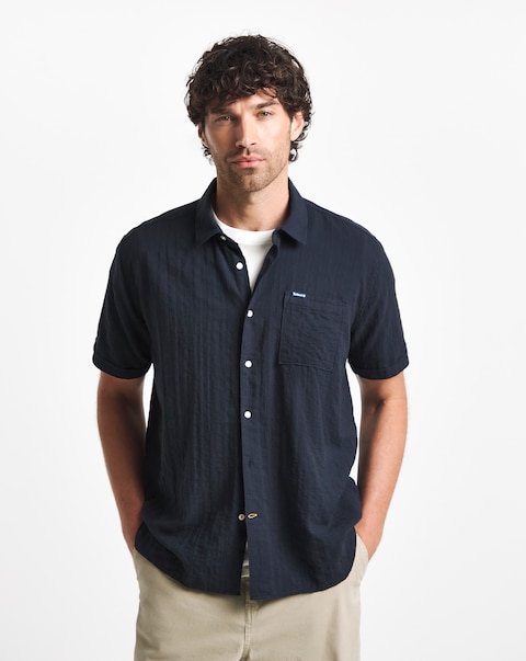 Barbour Kingswood Short Sleeve Ripstop Summer Shirt - Navy