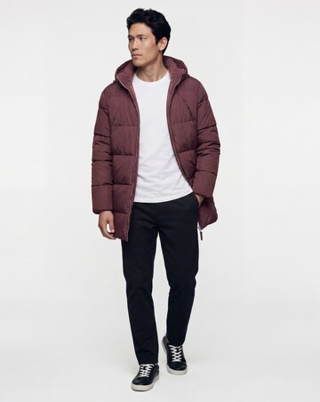 Burgundy Mid Length Puffer Jacket