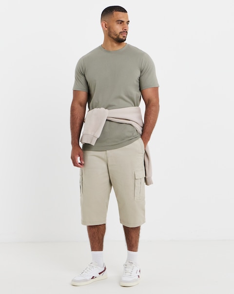 3/4 Length Cotton Stretch Cargo Short