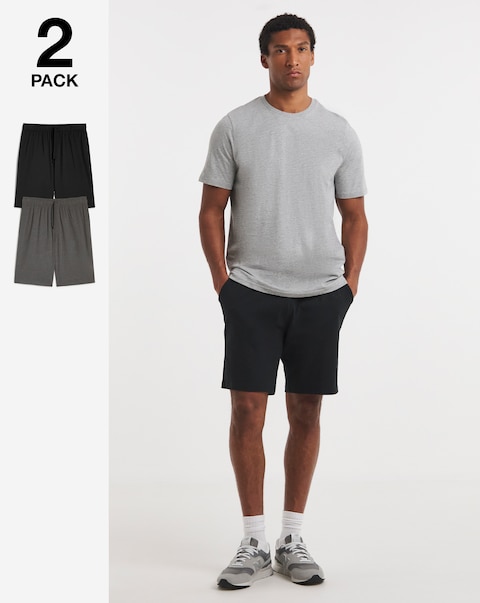 2 Pack Jersey Lounge Shorts- Black/Charcoal