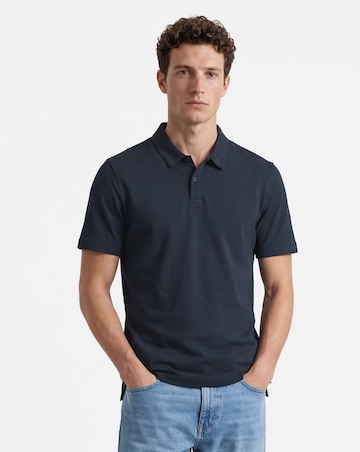 Pure Cotton Jersey Polo Long Length- Navy