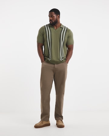 Stripe Open Neck Knitted Polo