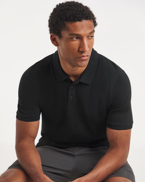 Pure Cotton Pique Polo Long Length- Black