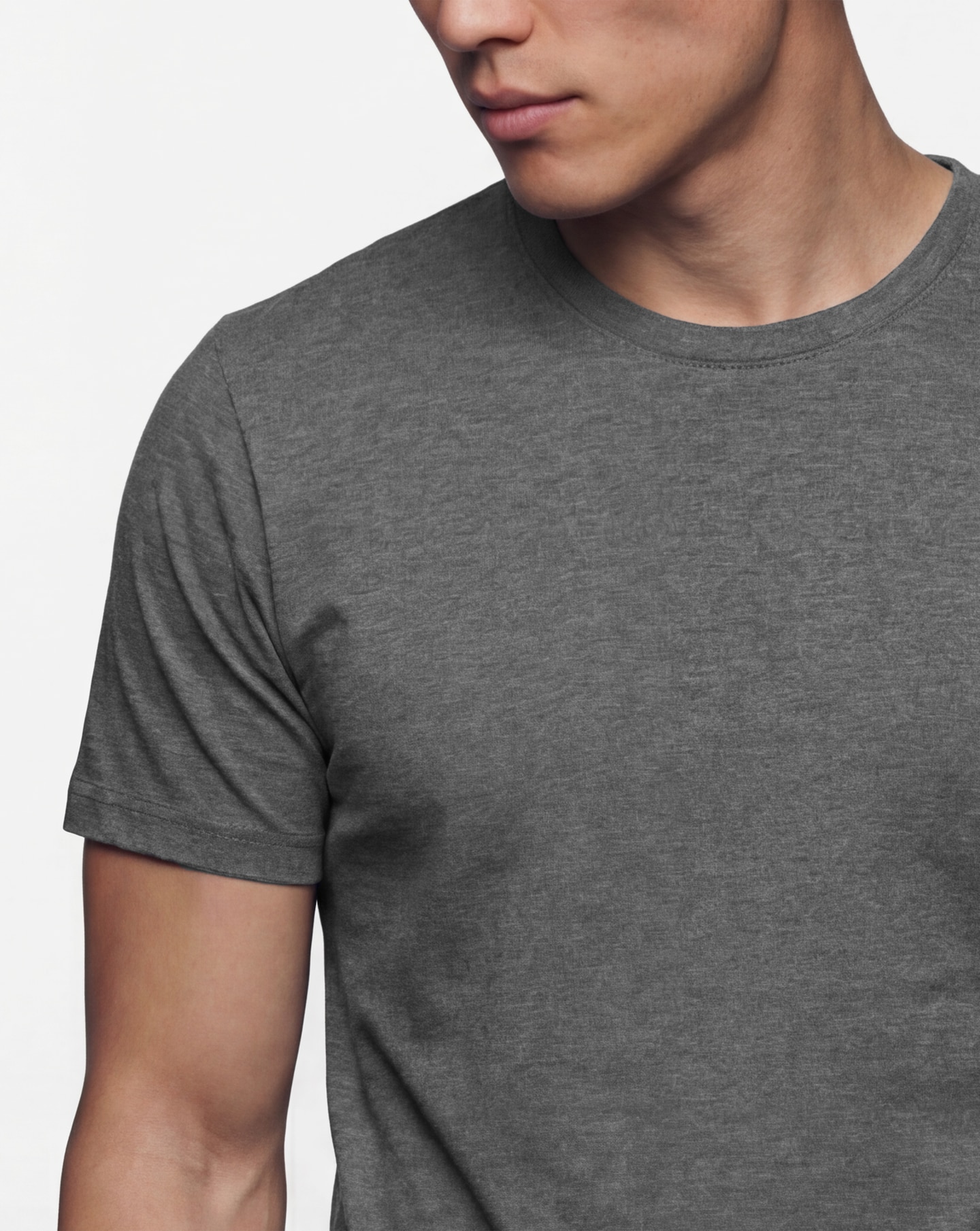 Pure Cotton Crew Neck T-Shirt Long Length- Charcoal | Jacamo