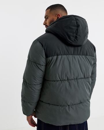 Jack & Jones Raze Hooded Puffer Coat - Grey