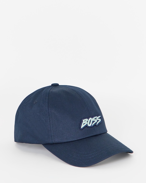 BOSS Graphic Logo Cotton Twill Cap - Navy