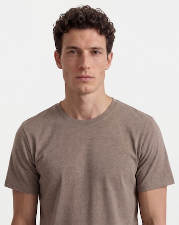Crew Neck T-Shirt Long Length- Brown Marl