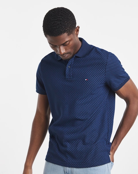 Tommy Hilfiger Microprint Pique Polo - Navy