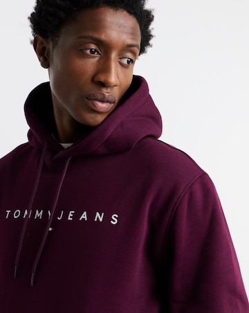 Tommy Jeans Linear Logo Hoodie - Berry