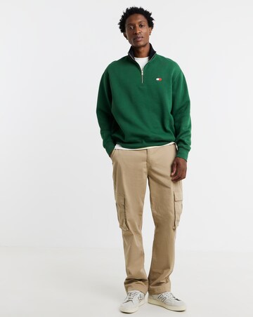 Tommy Jeans Branded Collar 1/4 Zip Sweatshirt - Green