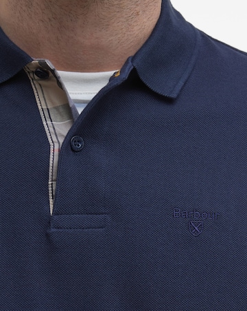 Barbour Long Sleeve Tartan Trim Pique Polo Shirt - Navy