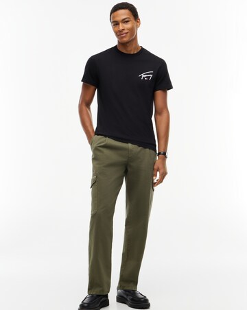 Tommy Jeans Short Sleeve Slim Signature Chest T-Shirt - Black