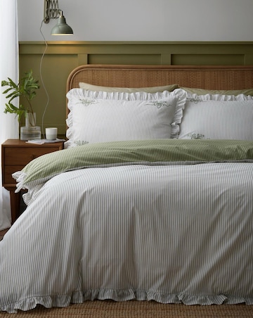 Appletree Frilled Embroidered Bow Stripe Duvet Cover Set