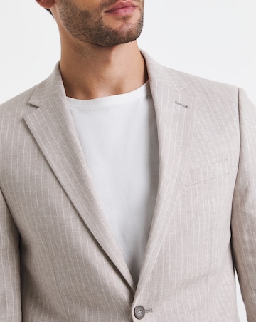 Linen Blend Pinstripe Suit Blazer