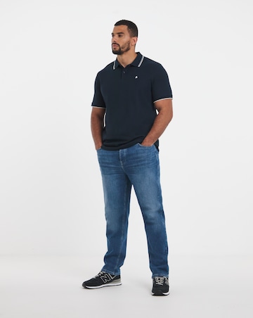 Jack & Jones Austin Waffle Polo - Navy