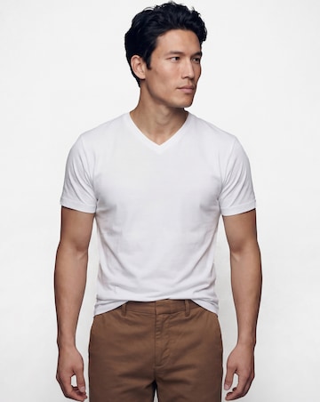 Pure Cotton V Neck T-Shirt Extra Long- White