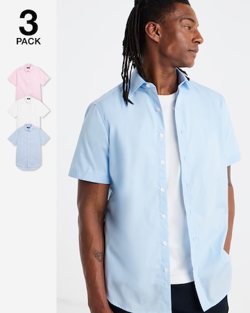 3 Pack Short Sleeved Formal Shirt Long