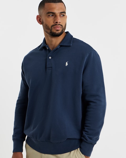 Polo Ralph Lauren Button Collar Sweatshirt - Navy
