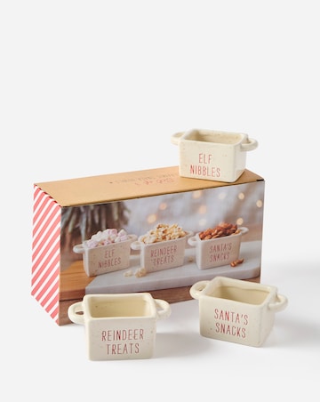 Set of 3 Ceramic Christmas Snack Bowls