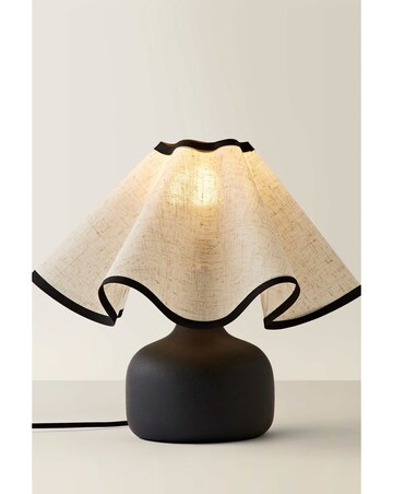 ValueLights Emilia Black Table Lamp with Black Trim Shade