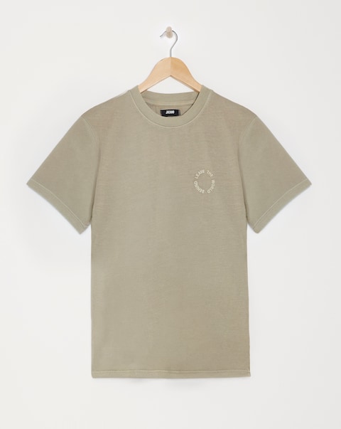 Relaxed Fit Garment Dyed Embroid T-Shirt