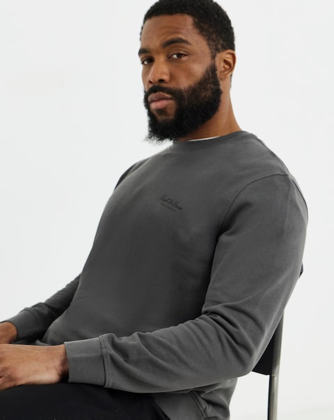 Jack & Jones Archive Small Logo Crew Sweat Top - Dark Grey