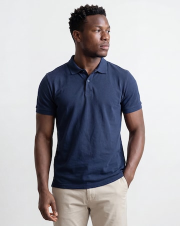 Pure Cotton Navy Pique Polo Extra Long Length- Navy