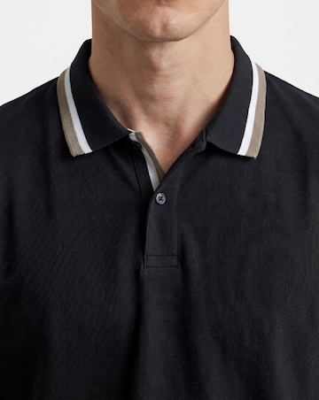Tipped Pique Polo Long Length-Black