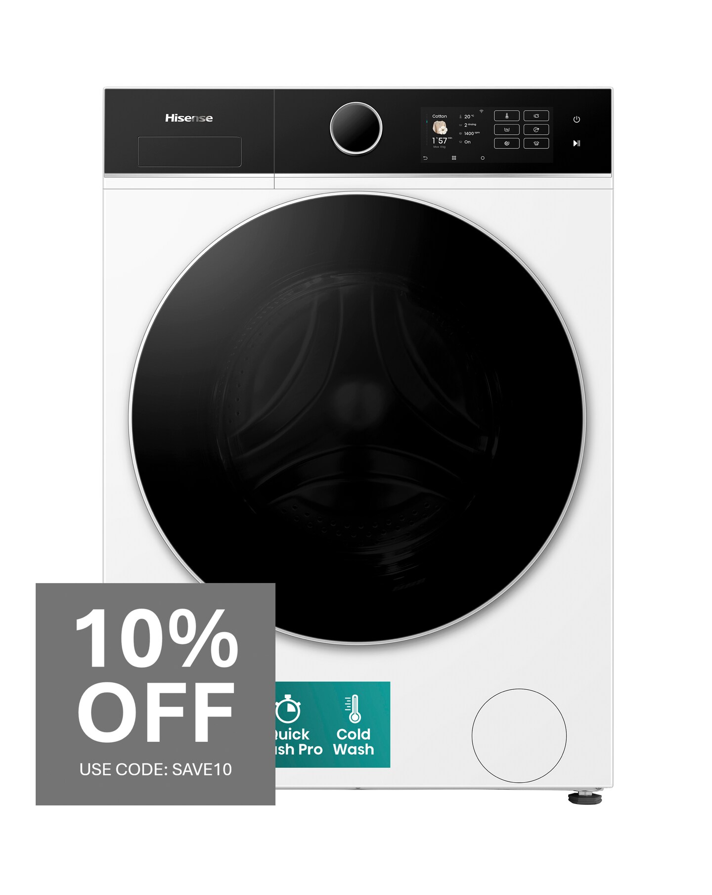 Hisense KitchenFit 5i Series WF5I9043BWFS 9kg Washing Machine - White