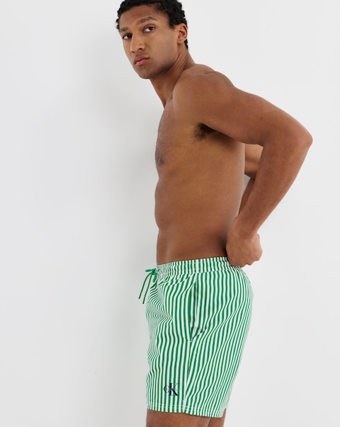 Calvin Klein Drawstring Waistband Swimming Short - Green Stripe