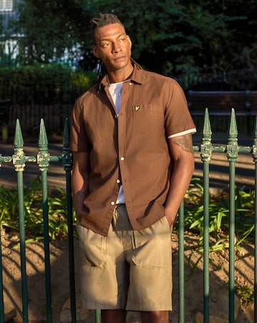 Lyle & Scott Short Sleeve Oxford Shirt - Walnut