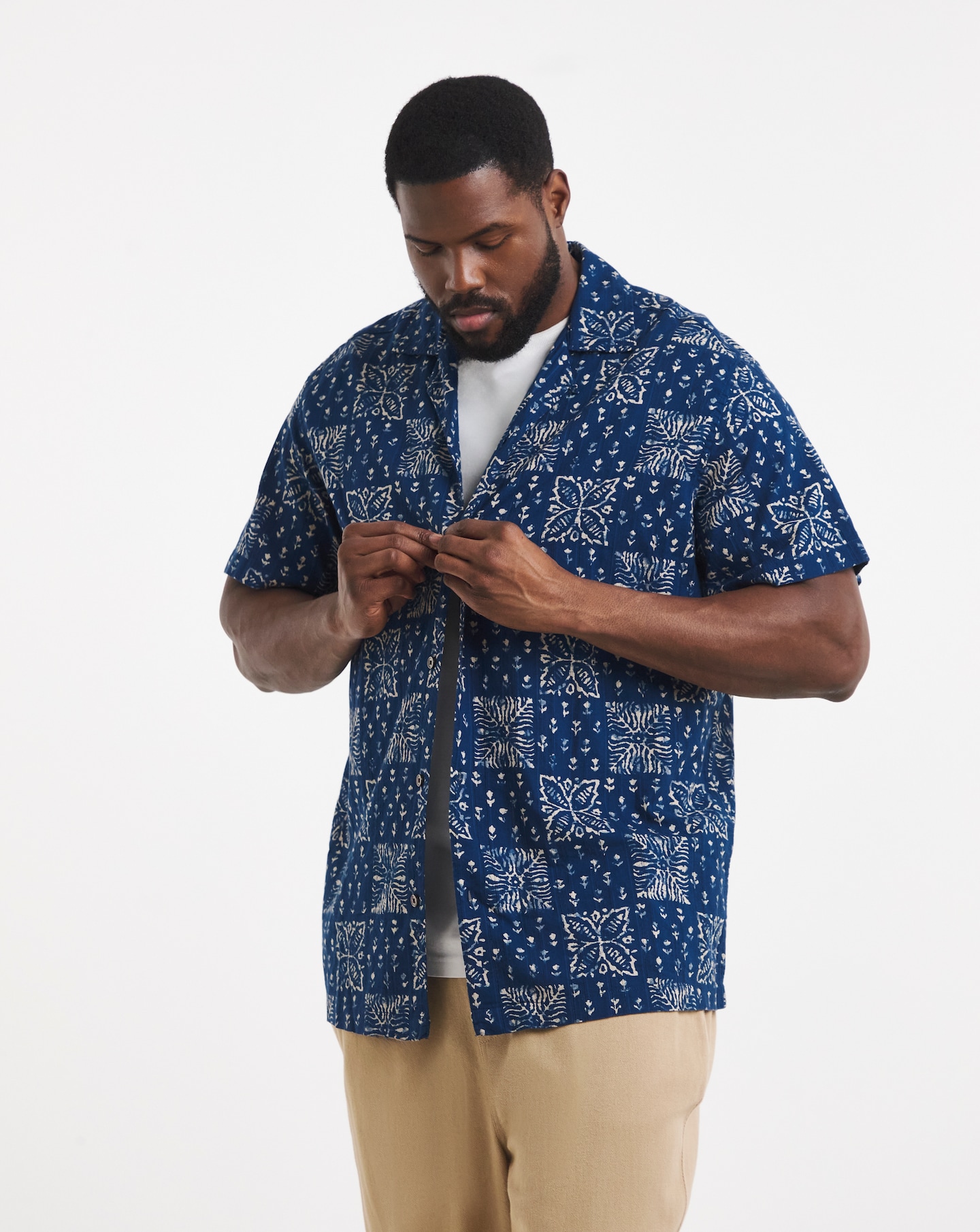 Navy Embroidered Short Sleeve Shirt | Jacamo