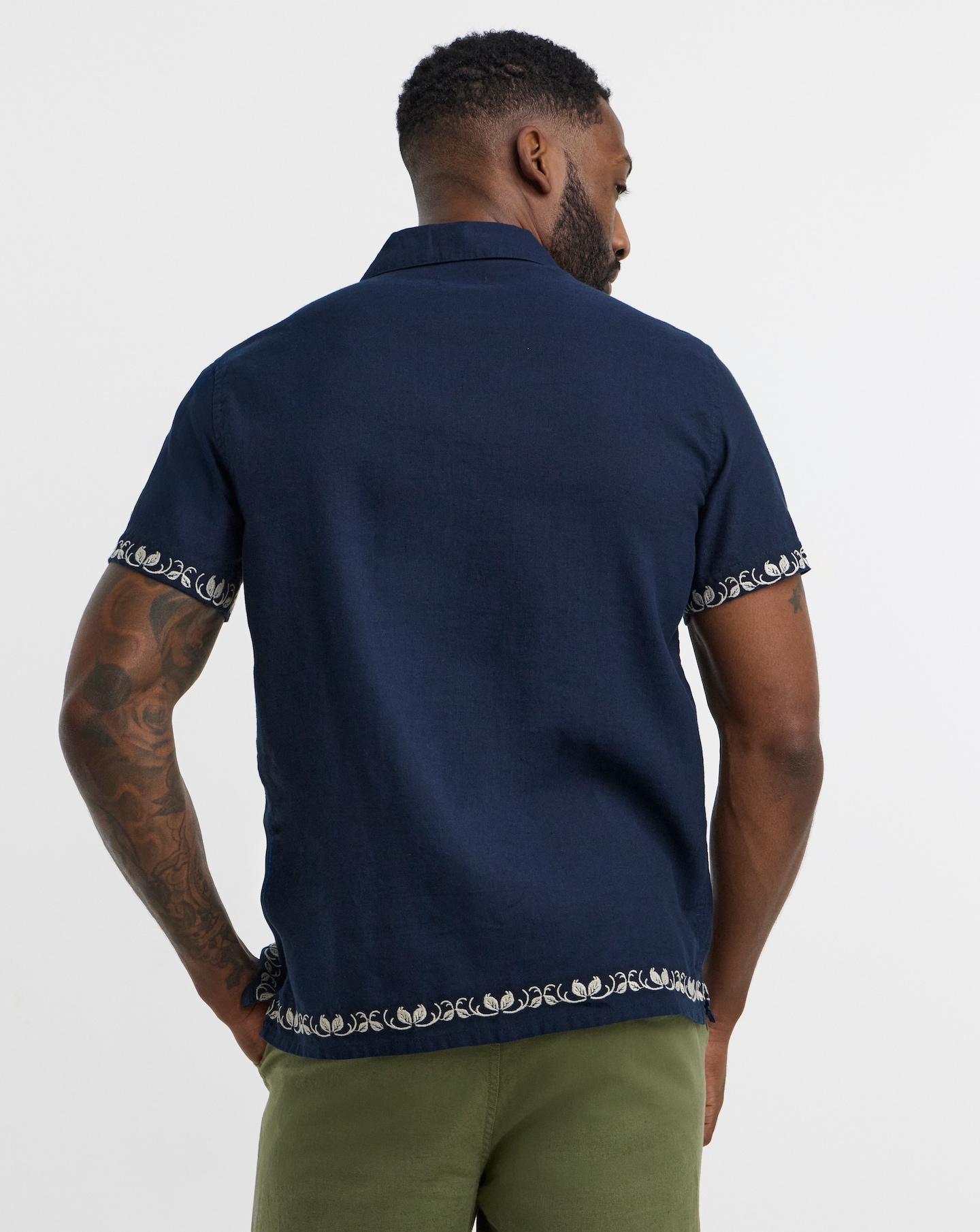 Navy Embroidered Short Sleeve Shirt | Jacamo
