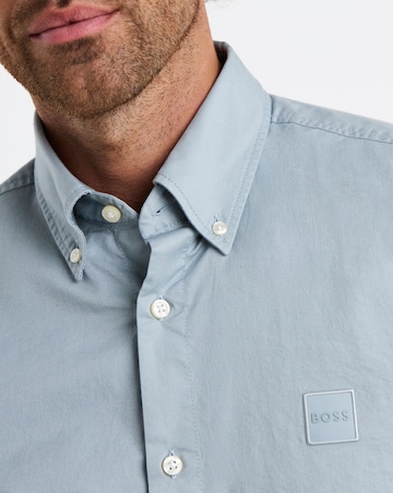 BOSS Long Sleeve Badge Logo Shirt - Grey