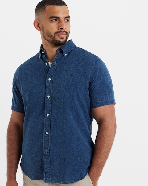 Polo Ralph Lauren Short Sleeve Seersucker Shirt - Indigo