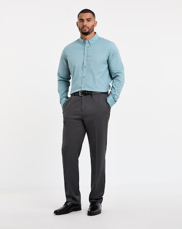 Steel Blue Long Sleeve Button Down Poplin Shirt