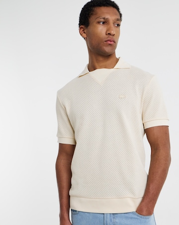 Lacoste Short Sleeve Open Neck Textured Polo - Natural