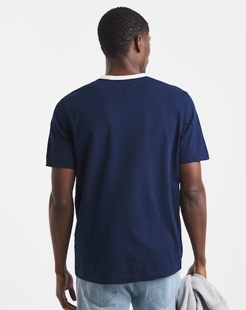 Tommy Hilfiger Short Sleeve Mesh Necktrim T-Shirt - Navy