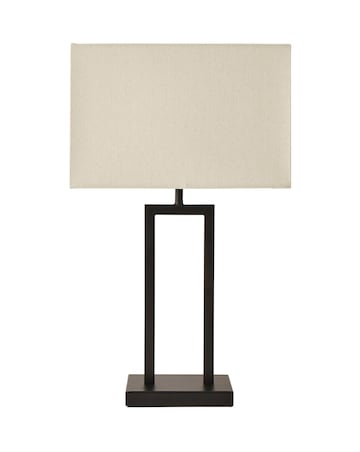 ValueLights Gloria Black Double Stem Table Lamp with Rectangular Shade