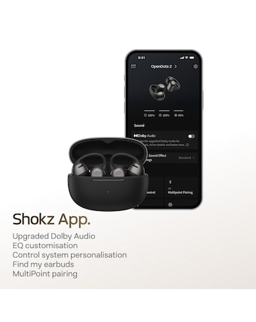 Shokz OpenDots 2 Clip-On Open-Ear True Wireless Earbuds - Black