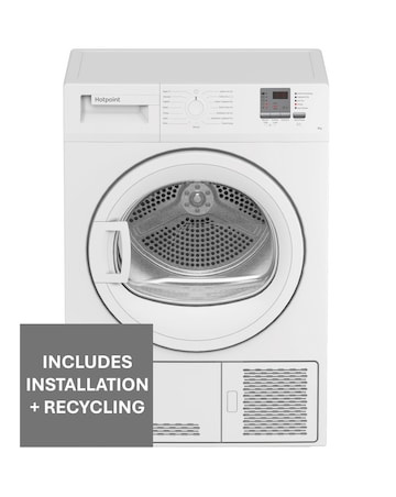 Hotpoint C HD C82 WWGD UK Condenser Tumble Dryer 8kg White + Install