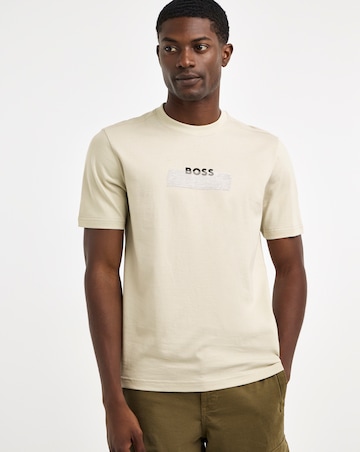 BOSS Short Sleeve Logo Tape T-Shirt - Light Beige