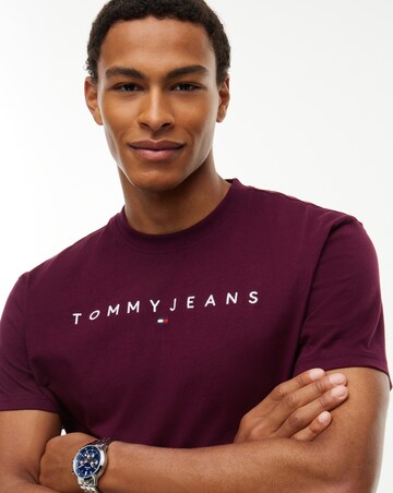 Tommy Jeans Short Sleeve Linear Logo T-Shirt - Berry