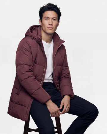 Burgundy Mid Length Puffer Jacket