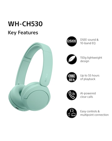 Sony WH-CH530 Wireless On-Ear Headphones - Mint