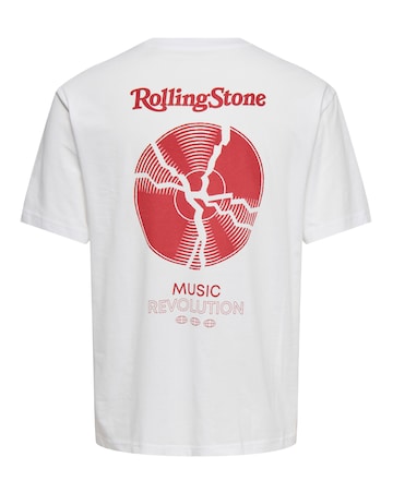 Only & Sons Rolling Stones Back Print T-Shirt - White